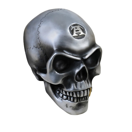Large Metalized Colored Skull- angled view