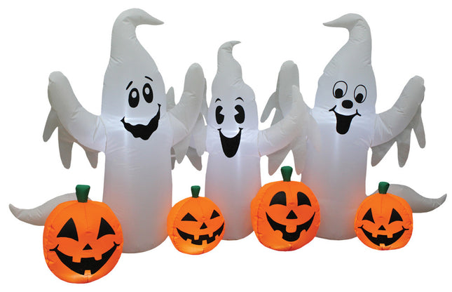 GHOSTS W PUMPKINS 8 FT WIDE
