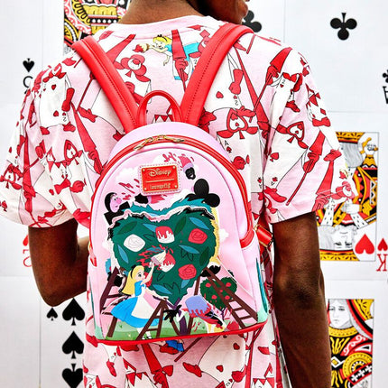 Alice In Wonderland Painting The Roses Red Mini Backpack- worn by model