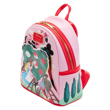 Alice In Wonderland Painting The Roses Red Mini Backpack- top angled view