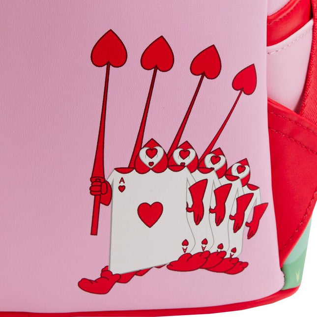 Alice In Wonderland Painting The Roses Red Mini Backpack- up close back view