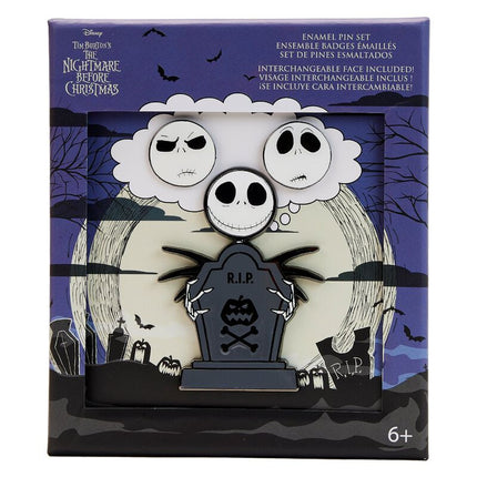 NBC Jack Skellington Mixed Emotions Pin Set- front view in box