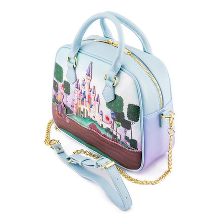 Sleeping Beauty Castle Crossbody Bag- top angled view