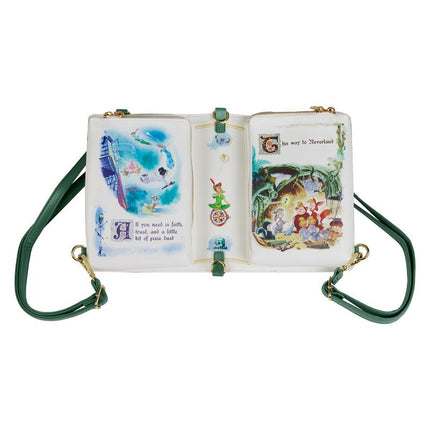 Peter Pan Book Convertible Crossbody Bag- backpack configuration inside view