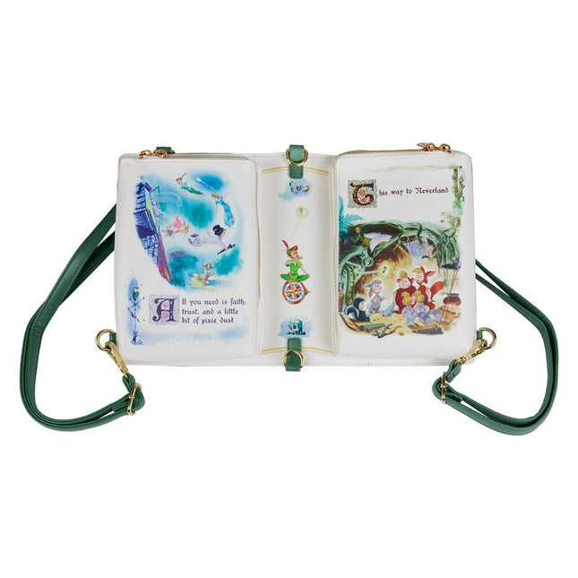 Peter Pan Book Convertible Crossbody Bag- backpack configuration inside view