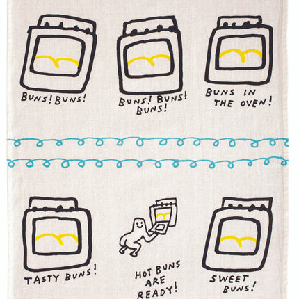 Hot Buns Are Ready Dish Towel- unfolded