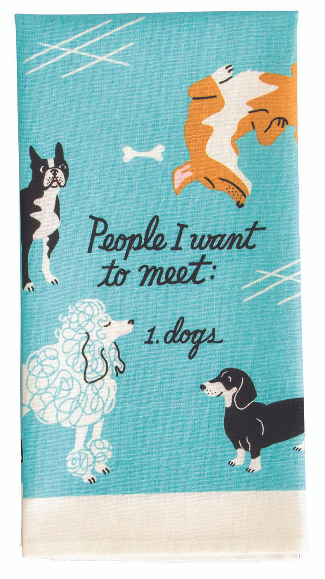 People To Meet: Dogs Dish Towel- folded