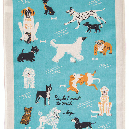People To Meet: Dogs Dish Towel- unfolded