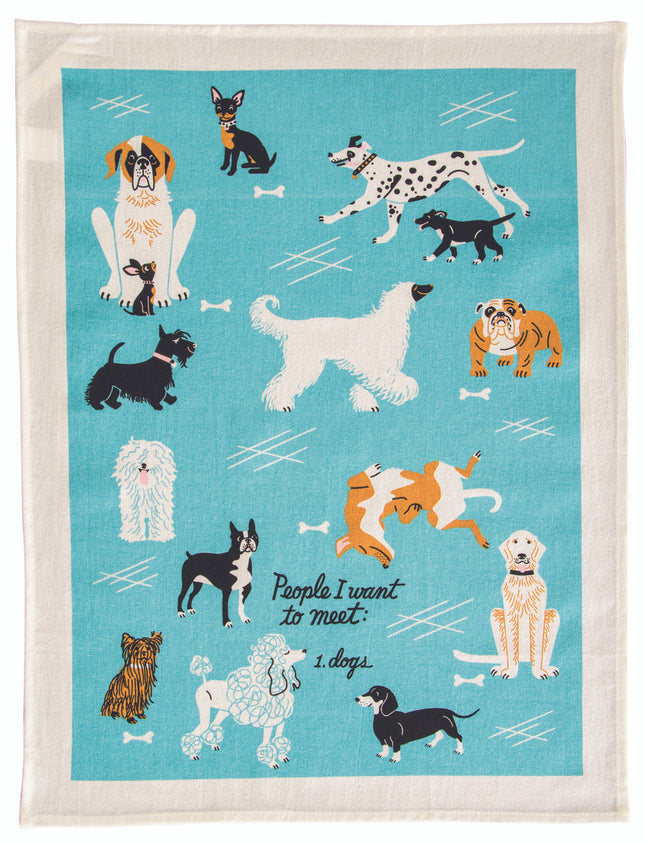 People To Meet: Dogs Dish Towel- unfolded