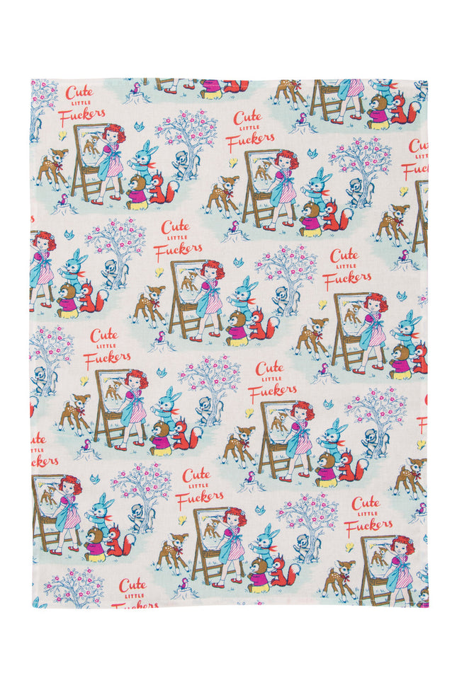 Cute Little Fuckers Dish Towel- unfolded