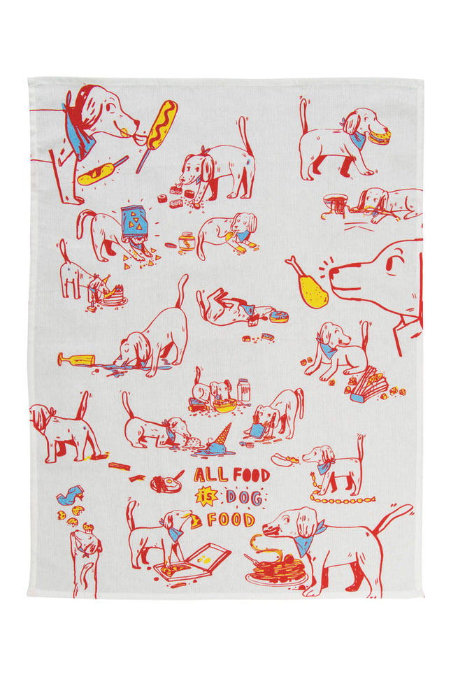 All Food Is Dog Food Dish Towel- unfolded