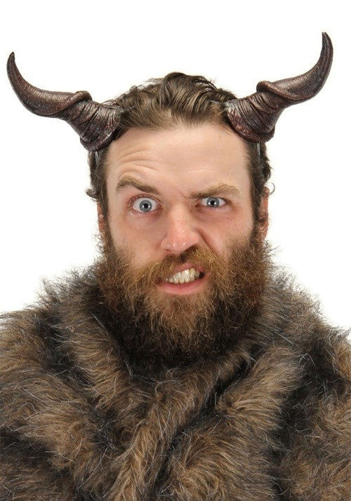 Small Dark Brown Beast Horns- worn by man