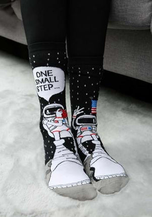 Foot Forward Astronaut Socks- worn by model 2