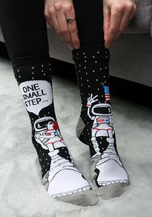 Foot Forward Astronaut Socks- worn by model