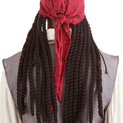 Pirates of the Caribbean-Jack Sparrow Bandana with Dreads- worn by model back view