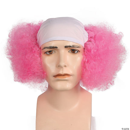 Bald Curly Clown Wig- hot pink