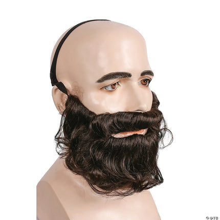 Biblical Beard with Mustache- brown, right angled view