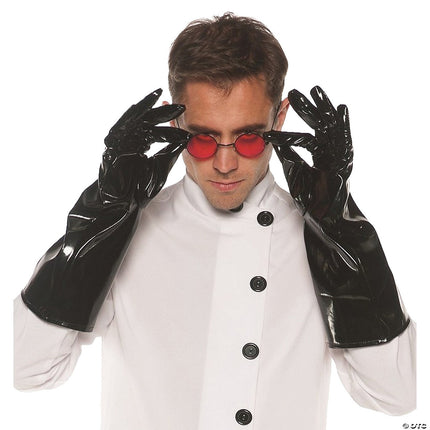 Black Vinyl Gloves- worn by male model