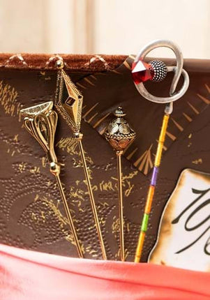 Alice in Wonderland- Mad Hatter Hat Pin Collection- on hat up close