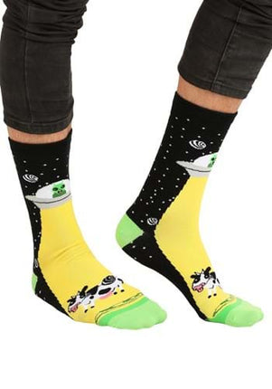 Alien Abduction Adult Socks- worn by model 2