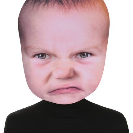 Feel like a good pout? This mask will get the feelings out. An amazingly photographically real looking angry baby face sure to make your tantrum the center of attention. One size fits most adults. Giant masks are 13 in. x 18 in. and made of foam board!