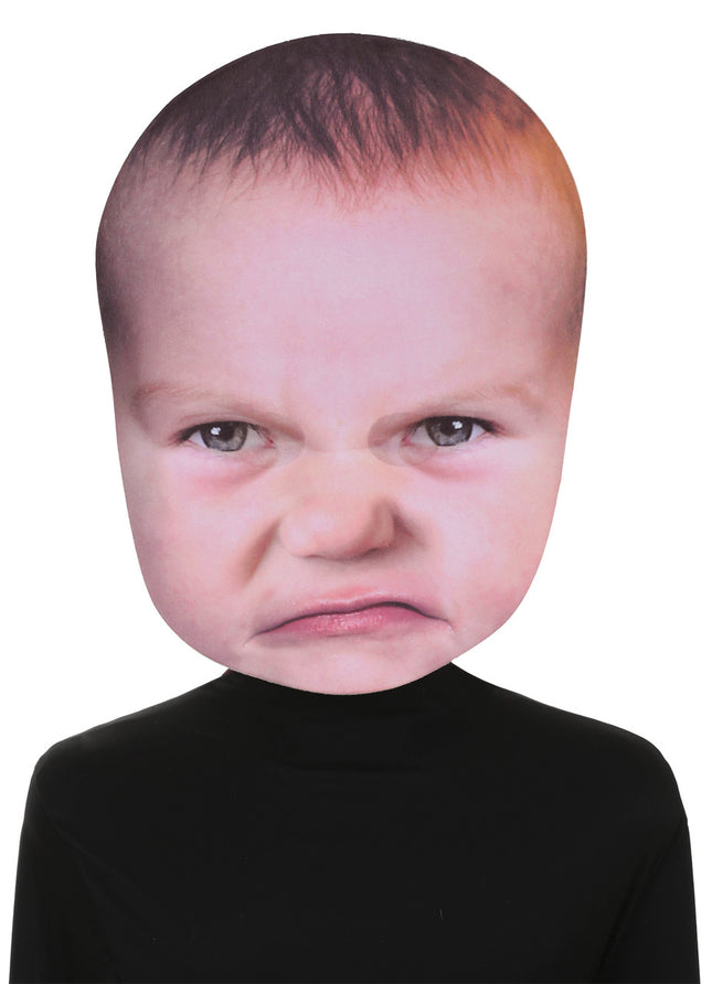 Feel like a good pout? This mask will get the feelings out. An amazingly photographically real looking angry baby face sure to make your tantrum the center of attention. One size fits most adults. Giant masks are 13 in. x 18 in. and made of foam board!