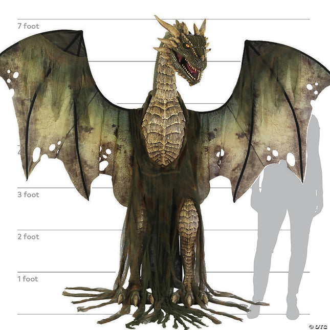 Animated 7ft Dark Forest Dragon- size comparison