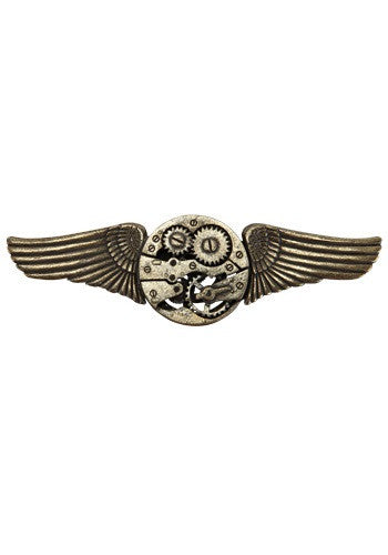 Antique Gear Wings Pin