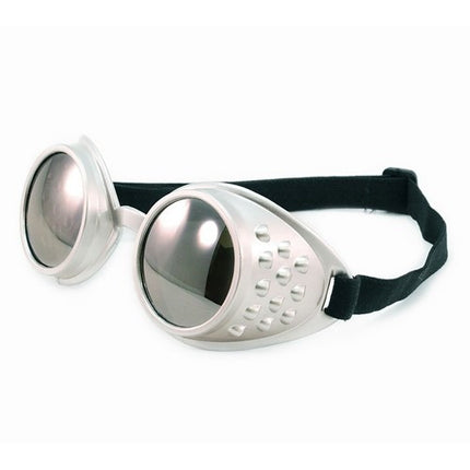 Silver Mirrored Atomic Ray Goggles- angled view