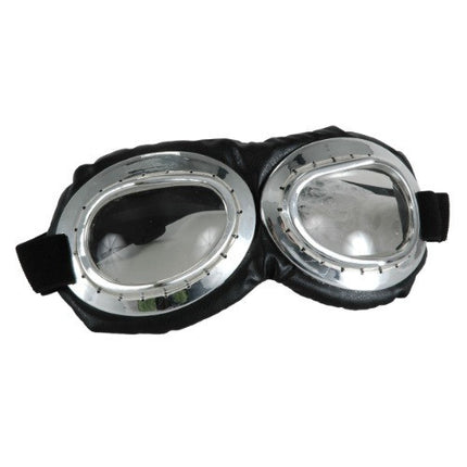 Silver & Black Aviator Goggles- front view