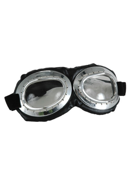 Silver & Black Aviator Goggles- front view