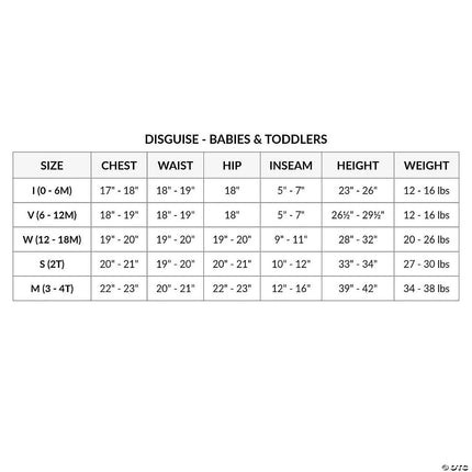 Snow White™ Baby Costume- size chart