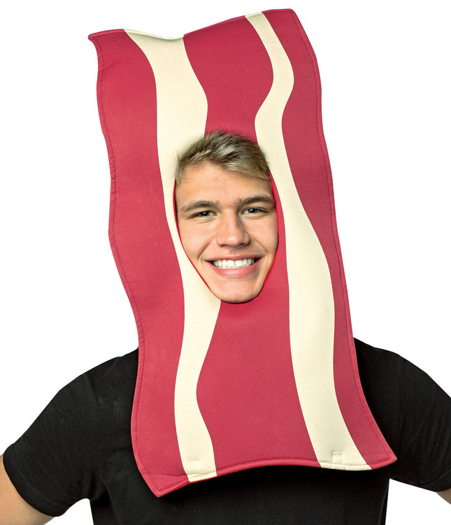 There's only one thing in the world better than bacon and that's YOU in this new open-face bacon mask. Large bacon mask. One size fits most adults.