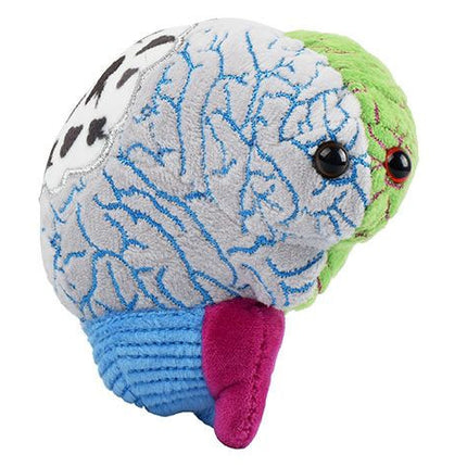 Bipolar brain plushie angled view