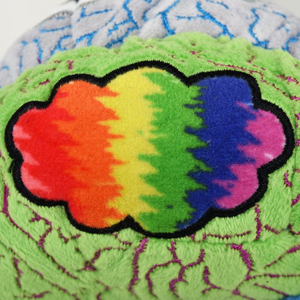 Bipolar brain plushie- green side view of positive brain cloud 