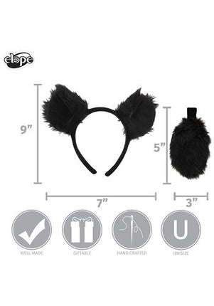 Black Bear Ears & Tail Kit- measurements 