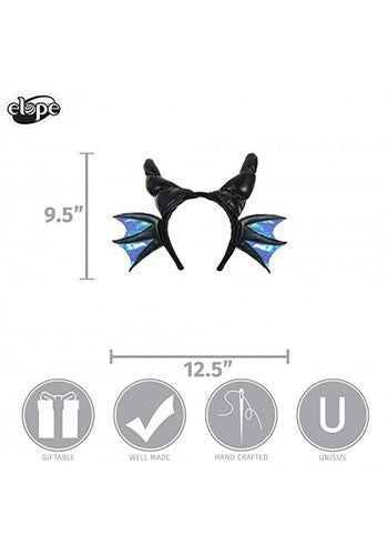 Black Dragon Horns Headband- measurements