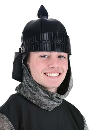 Black Knight Plush Helmet- worn by model 