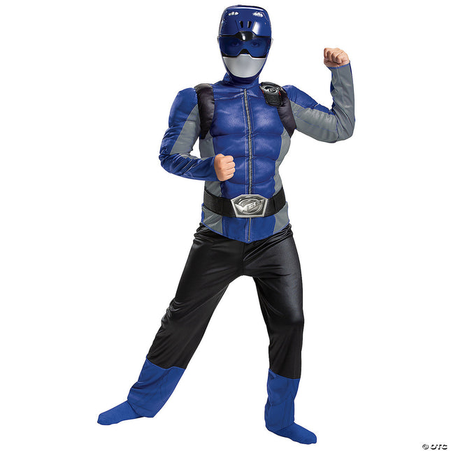 Power Rangers- Blue Ranger Beast Muscle Child Costume- front view