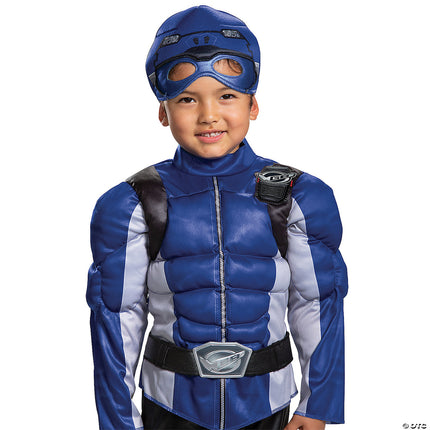 Toddler Blue Power Ranger Beast Muscle Costume- close up
