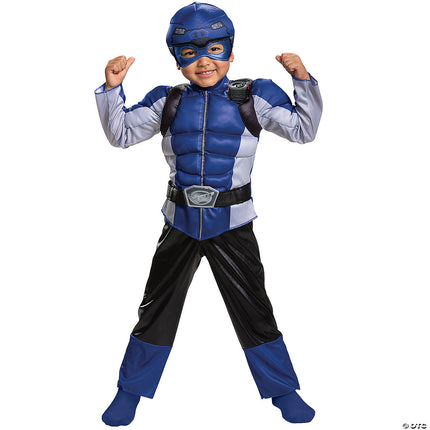Toddler Blue Power Ranger Beast Muscle Costume- front view