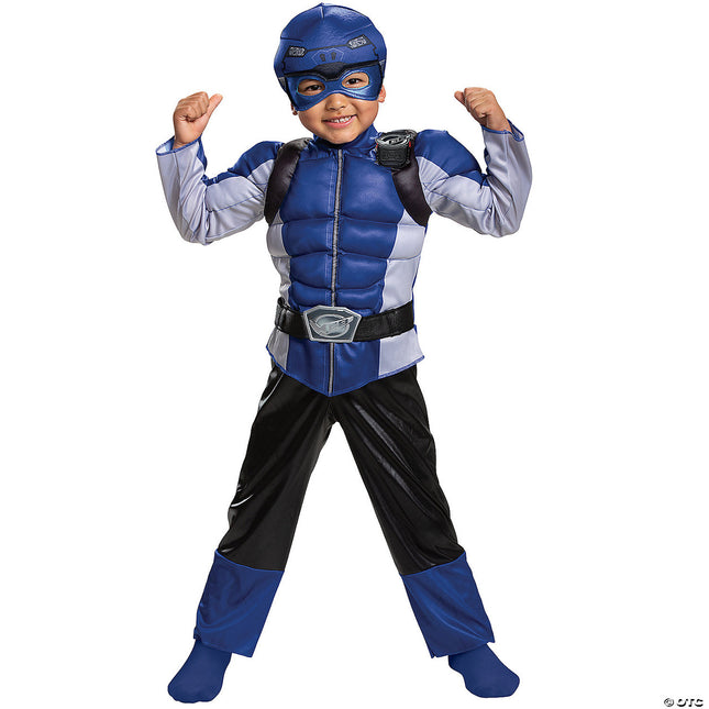 Toddler Blue Power Ranger Beast Muscle Costume- front view