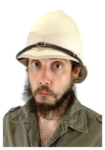 British Pith Adult Helmet- worn by model up close