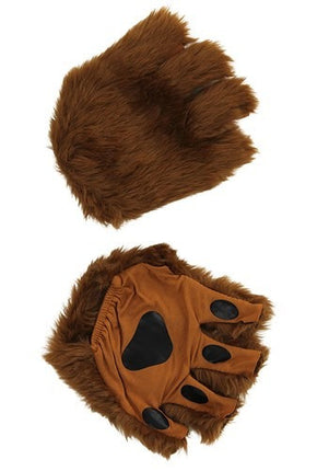 Brown Fingerless Paws- front and back view