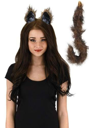 Brown Cat Ears & Tail Kit- worn by adult model