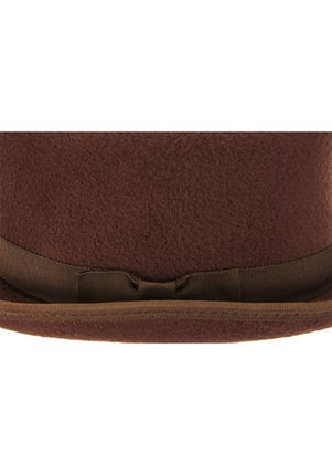 Brown John Bull Top Hat- up close brim view