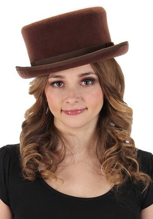 Brown John Bull Top Hat- worn by female model