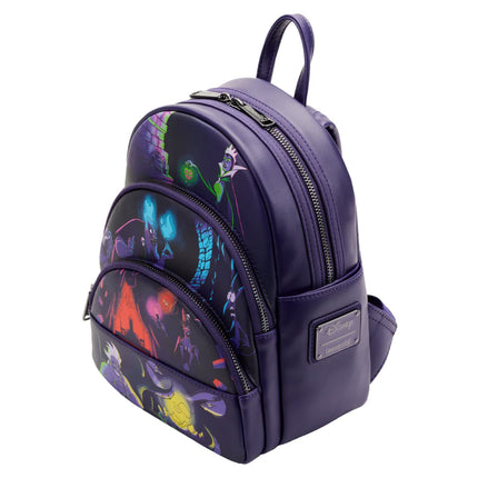 Disney Villains Triple Pocket Glow In The Dark Mini Backpack- side view