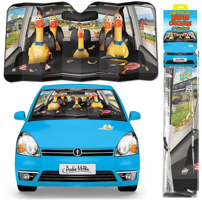 Car Full Of Rubber Chickens Sunshade