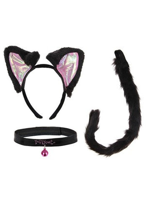 Cat Ears, Collar and Tail Kit Black & Pink